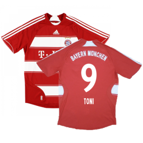 Bayern Munich 2007-09 Home Shirt ((Good) S) (Toni 9)