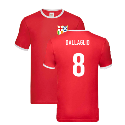 British and Irish Lions Ringer T-Shirt (Red) (Dallaglio 8)