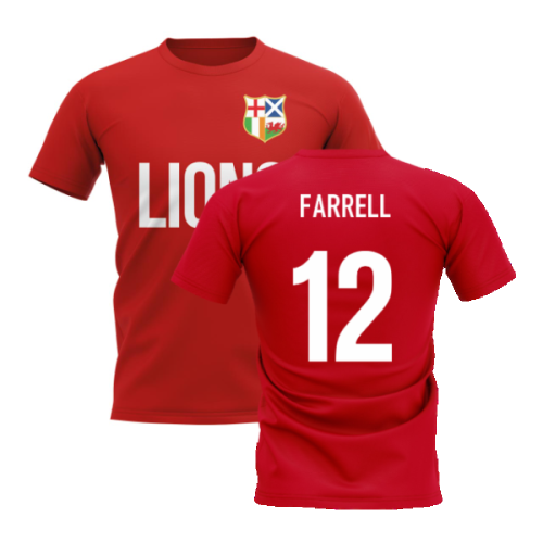 British and Irish Lions T-Shirt (Red) (Farrell 12)