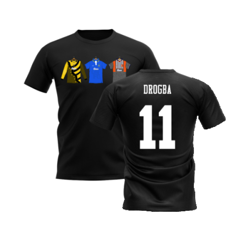 Chelsea 1995-1996 Retro Shirt T-shirts (Black) (Drogba 11)