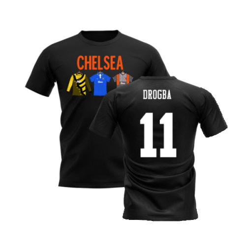 Chelsea 1995-1996 Retro Shirt T-shirts - Text (Black) (Drogba 11)