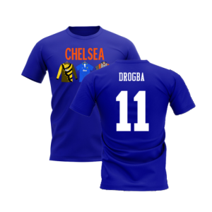 Chelsea 1995-1996 Retro Shirt T-shirts - Text (Blue) (Drogba 11)