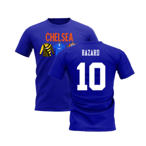 Chelsea 1995-1996 Retro Shirt T-shirts - Text (Blue) (Hazard 10)