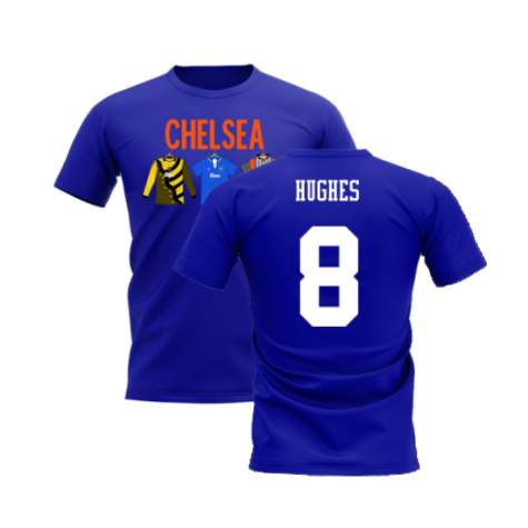 Chelsea 1995-1996 Retro Shirt T-shirts - Text (Blue) (Hughes 8)