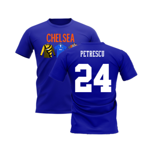 Chelsea 1995-1996 Retro Shirt T-shirts - Text (Blue) (Petrescu 24)