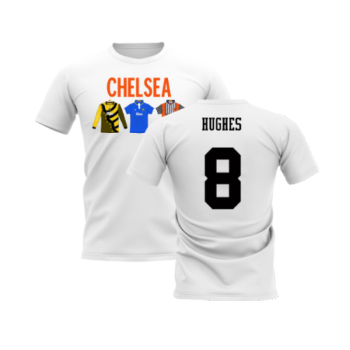 Chelsea 1995-1996 Retro Shirt T-shirts - Text (White) (Hughes 8)