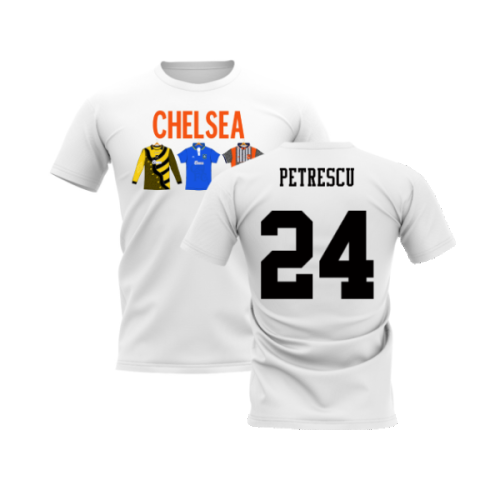 Chelsea 1995-1996 Retro Shirt T-shirts - Text (White) (Petrescu 24)