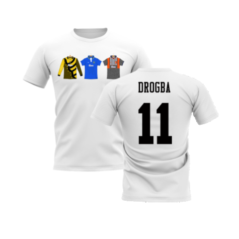 Chelsea 1995-1996 Retro Shirt T-shirts (White) (Drogba 11)