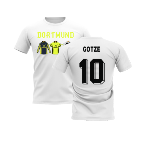 Dortmund 1996-1997 Retro Shirt T-shirt - Text (White) (Gotze 10)