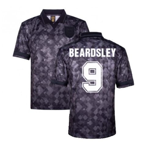 England 1990 Black Out Retro Football Shirt (Beardsley 9)