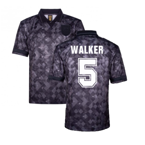 England 1990 Black Out Retro Football Shirt (Walker 5)