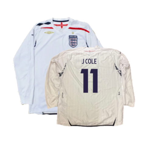 England 2007-09 Long Sleeve Home Shirt (XXL) (Very Good) (J COLE 11)