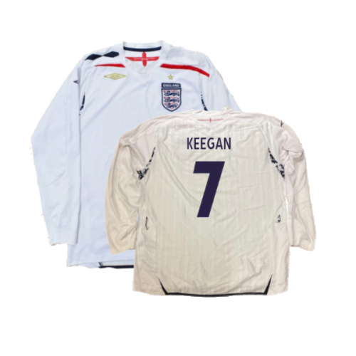 England 2007-09 Long Sleeve Home Shirt (XXL) (Very Good) (KEEGAN 7)