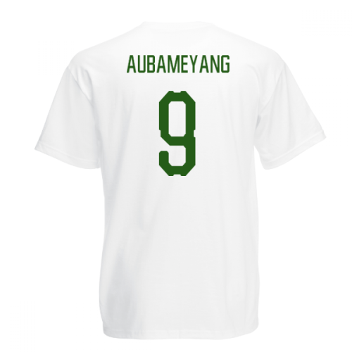 Gabon Core Football Country T-Shirt (White) (Aubameyang 9)