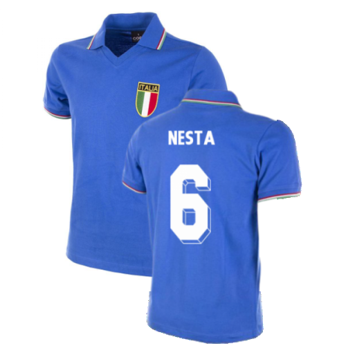 Italy World Cup 1982 Short Sleeve Retro Football Shirt (NESTA 6)