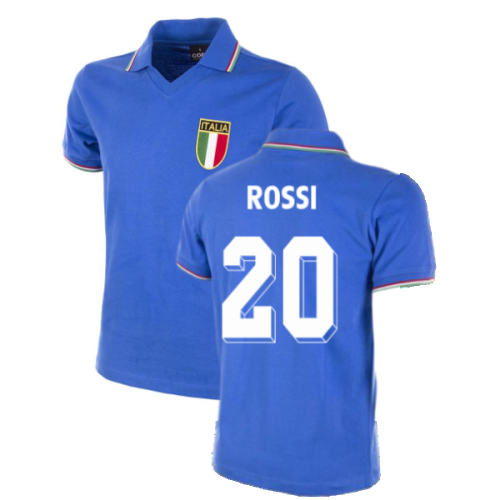 Italy World Cup 1982 Short Sleeve Retro Football Shirt (Rossi 20)