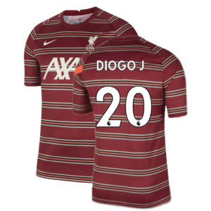 Liverpool 2021-2022 Pre-Match Training Shirt (Red) - Kids (DIOGO J. 20)