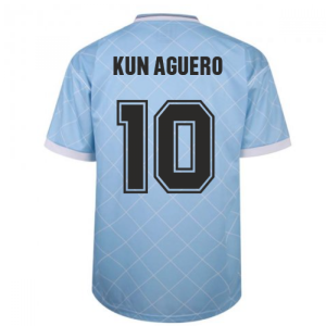 Manchester City 1988 Retro Football Shirt (KUN AGUERO 10)