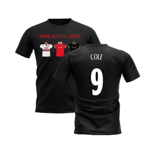 Manchester United 1998-1999 Retro Shirt T-shirt - Text (Black) (Cole 9)