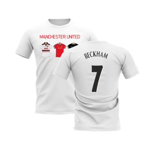 Manchester United 1998-1999 Retro Shirt T-shirt - Text (White) (Beckham 7)