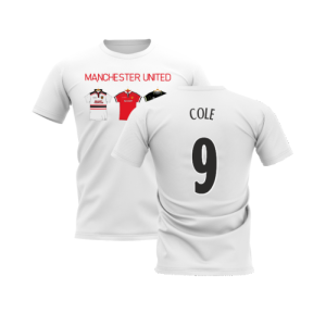 Manchester United 1998-1999 Retro Shirt T-shirt - Text (White) (Cole 9)