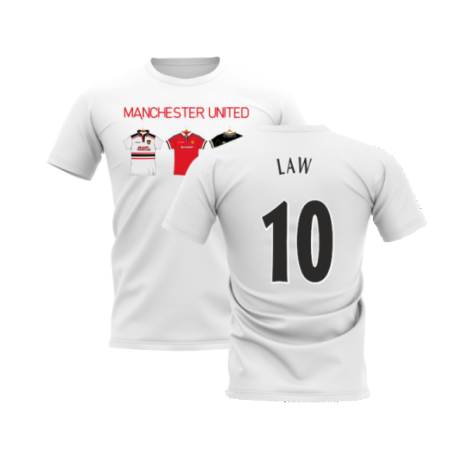 Manchester United 1998-1999 Retro Shirt T-shirt - Text (White) (Law 10)