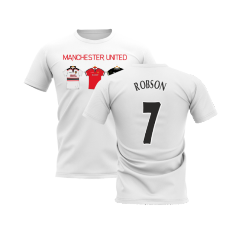 Manchester United 1998-1999 Retro Shirt T-shirt - Text (White) (Robson 7)