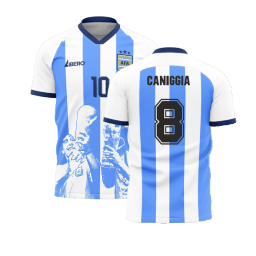 Messi x Maradona Argentina World Cup Tribute Shirt (CANIGGIA 8)