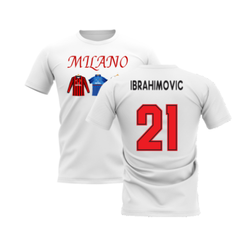 Milano 1995-1996 Retro Shirt T-shirt - Text (White) (Ibrahimovic 21)