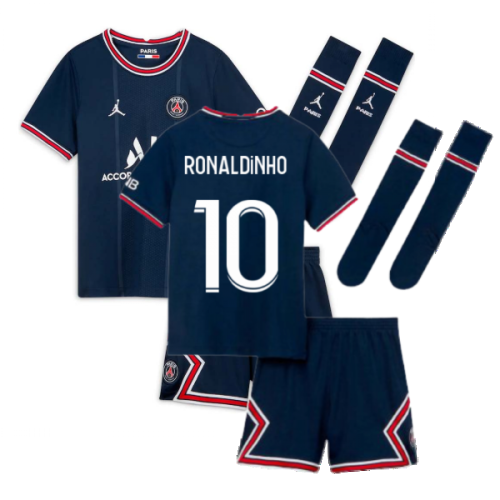 PSG 2021-2022 Little Boys Home Kit (RONALDINHO 10)