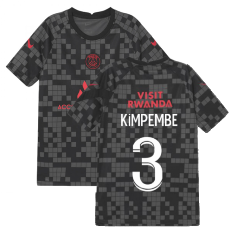 PSG 2021-2022 Pre-Match Training Shirt (Black) - Kids (KIMPEMBE 3)