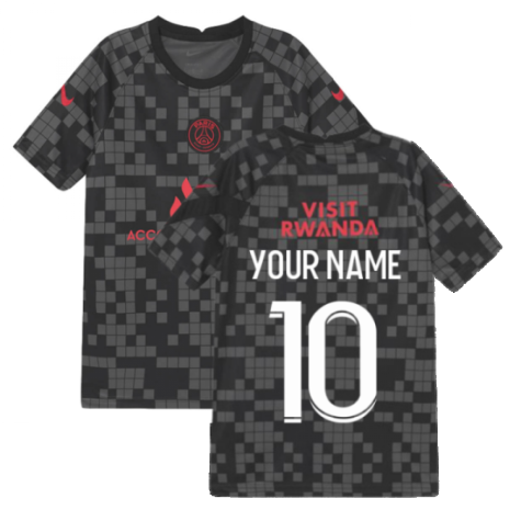 PSG 2021-2022 Pre-Match Training Shirt (Black) - Kids (Your Name)