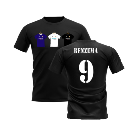 Real Madrid 2002-2003 Retro Shirt T-shirt (Black) (BENZEMA 9)