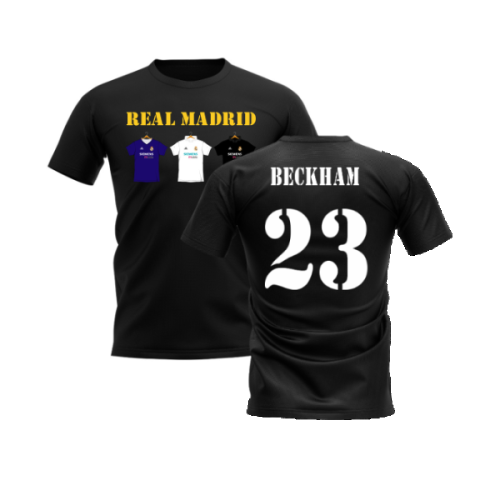 Real Madrid 2002-2003 Retro Shirt T-shirt Text (Black) (BECKHAM 23)