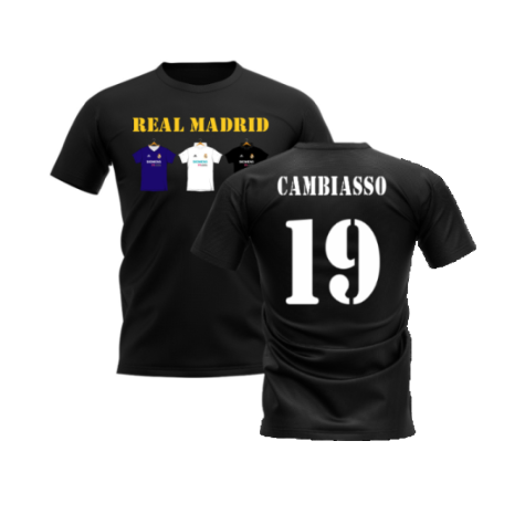 Real Madrid 2002-2003 Retro Shirt T-shirt Text (Black) (Cambiasso 19)