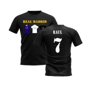 Real Madrid 2002-2003 Retro Shirt T-shirt Text (Black) (RAUL 7)