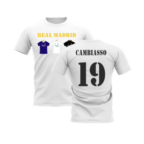 Real Madrid 2002-2003 Retro Shirt T-shirt - Text (White) (Cambiasso 19)