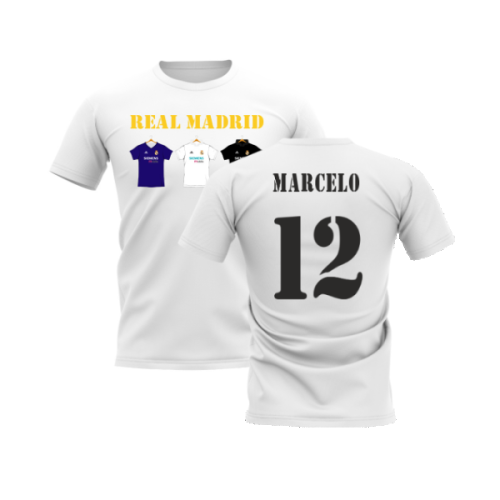 Real Madrid 2002-2003 Retro Shirt T-shirt - Text (White) (MARCELO 12)