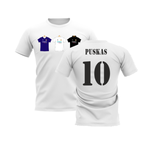 Real Madrid 2002-2003 Retro Shirt T-shirt (White) (PUSKAS 10)