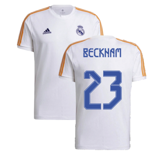 Real Madrid 2021-2022 3S Tee (White) (BECKHAM 23)