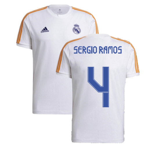 Real Madrid 2021-2022 3S Tee (White) (SERGIO RAMOS 4)