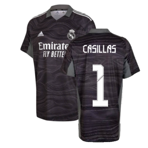 Real Madrid 2021-2022 Home Goalkeeper Shirt (Black) - Kids (CASILLAS 1)