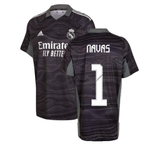 Real Madrid 2021-2022 Home Goalkeeper Shirt (Black) - Kids (NAVAS 1)