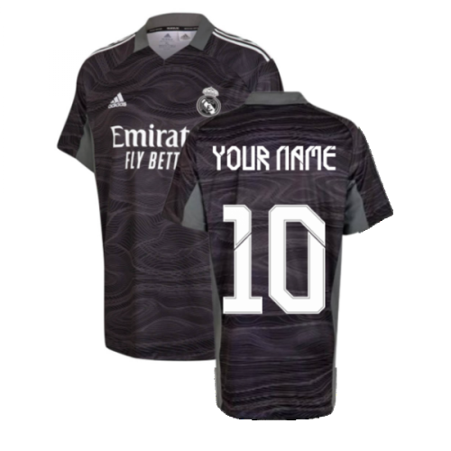 Real Madrid 2021-2022 Home Goalkeeper Shirt (Black) (Your Name)