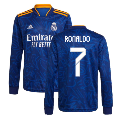 Real Madrid 2021-2022 Long Sleeve Away Shirt (RONALDO 7)