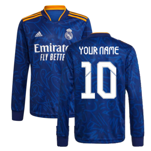 Real Madrid 2021-2022 Long Sleeve Away Shirt (Your Name)