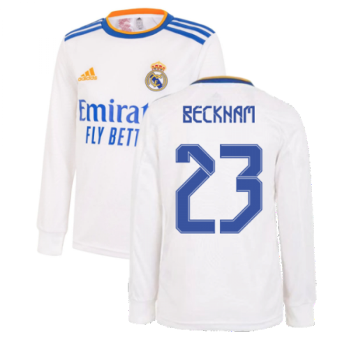 Real Madrid 2021-2022 Long Sleeve Home Shirt (Kids) (BECKHAM 23)