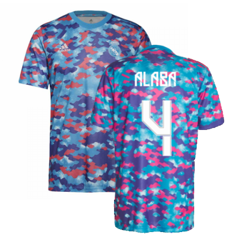 Real Madrid 2021-2022 Pre-Match Training Shirt (Pink) (ALABA 4)