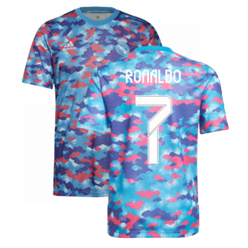 Real Madrid 2021-2022 Pre-Match Training Shirt (Pink) - Kids (RONALDO 7)