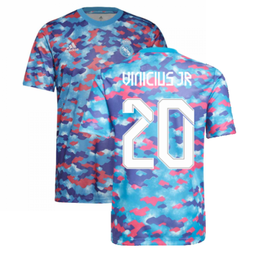 Real Madrid 2021-2022 Pre-Match Training Shirt (Pink) - Kids (VINI JR 20)